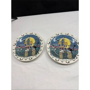 Homer Laughlin Fiesta Halloween Haunted House Pottery Plates - Set of 2 Retired
